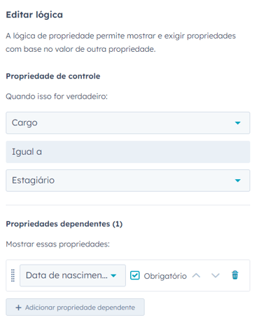 Editar lógica - propriedade condicional - Tropical Hub