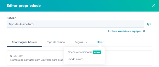 Configurar condições - propriedade condicional - Tropical Hub
