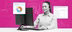 Mulher em frente a um computador com dashboards de Hubspot apresentando indicadores de estratégias de customer intelligence - Tropical Hub