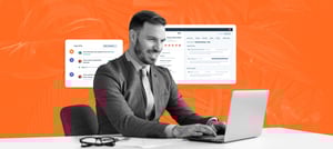 Profissional usando um sistema de CRM para monitorar atividades e gerenciar contatos. Tropical Hub - Hubspot