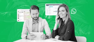 Profissionais usando tablet e smartphone em ambiente corporativo, representando a transformação digital na rotina de trabalho. Tropical Hub - HubSpot