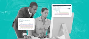 Profissionais analisando gráficos de tráfego orgânico em um computador para melhorar estratégias digitais. Tropical - HubSpot