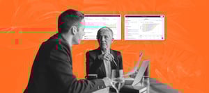 Profissionais discutindo estratégias em uma reunião com notebooks e dashboards ao fundo, representando a implementação de tecnologia em ambientes corporativos e hospitalares. Tropical Hub - HubSpot