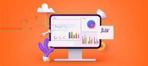 Gráfico digital em monitor destacando métricas e análises do CRM HubSpot. HubSpot - Tropical Hub