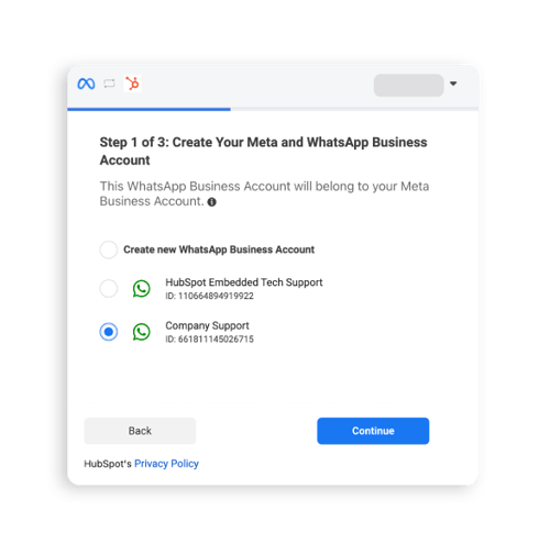 Associação conta WhatsApp Business com a Meta Business